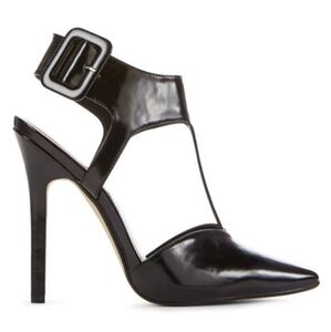 JustFab Patent Leather Stiletto Shoes Womens Size 7 Black Pointed Toe Heels